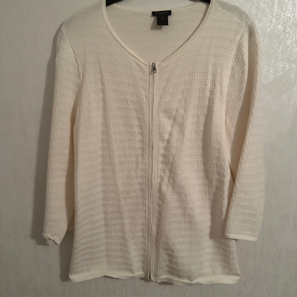 Ann Taylor cream zippered cardigan